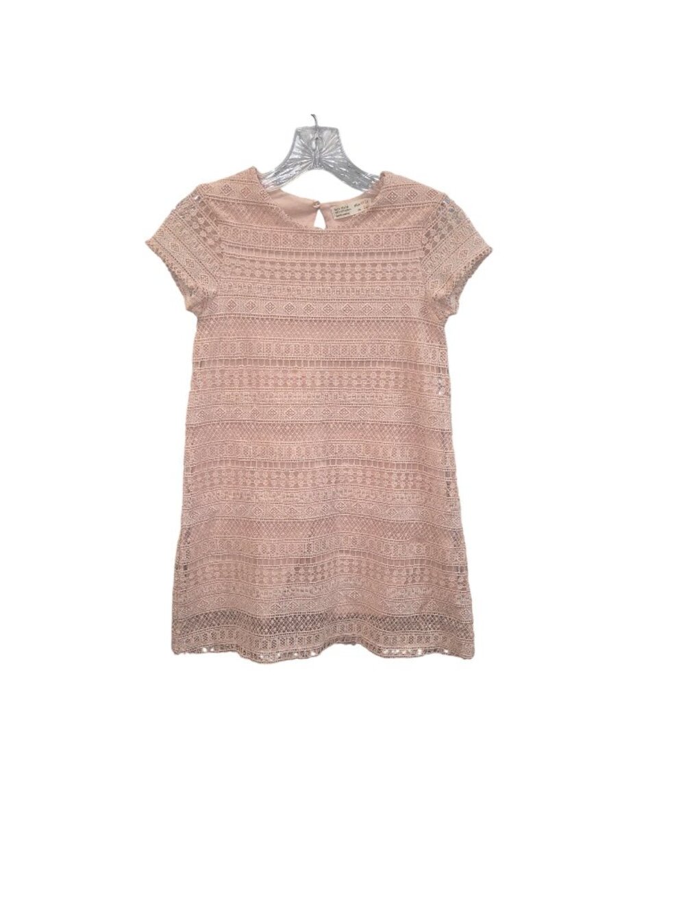 Zara Girls Lace Pink Short Sleeve Dress Size 9/10 Boho Style 4393